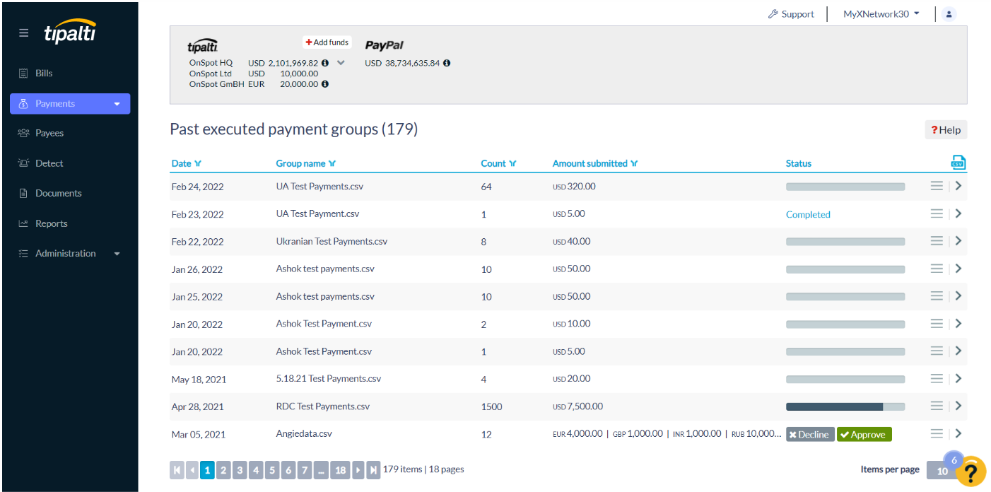 Tipalti AP automation platform interface for global mass payments